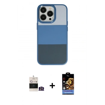 MARSİLYAN™- iPhone 14 Pro Max Kılıf Kutup Özel Seri - Siyah Buffer Hayalet Cam Ekran Koruyucu + Bilvis Titan Kamera Lens - GD