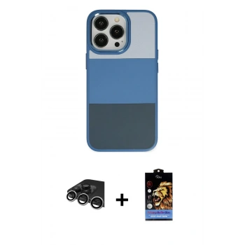 MARSİLYAN™- iPhone 14 Pro Max Kılıf Kutup Özel Seri - Siyah Buffer Hayalet Cam Ekran Koruyucu + Raze Metal Kamera Lens - GS