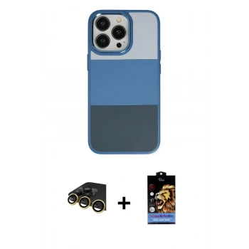 MARSİLYAN™- iPhone 14 Pro Max Kılıf Kutup Özel Seri - Siyah Buffer Hayalet Cam Ekran Koruyucu + Raze Metal Kamera Lens - GD