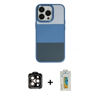 MARSİLYAN™- iPhone 14 Pro Max Kılıf Kutup Özel Seri - Siyah Polymer Nano Ekran Koruyucu + PVD Metal Kamera Lens - TU