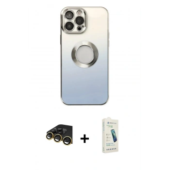MARSİLYAN™- iPhone 14 Pro Max Kılıf Kutup Yansıma Özel Seri - Şeffaf Pasifik Cam Ekran Koruyucu + Raze Metal Kamera Lens - GD