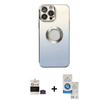 MARSİLYAN™- iPhone 14 Pro Max Kılıf Kutup Yansıma Özel Seri - Şeffaf Royal Nano Ekran Koruyucu + Bilvis Titan Kamera Lens - DNMR