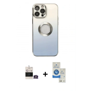 MARSİLYAN™- iPhone 14 Pro Max Kılıf Kutup Yansıma Özel Seri - Şeffaf Royal Nano Ekran Koruyucu + Bilvis Titan Kamera Lens - GD