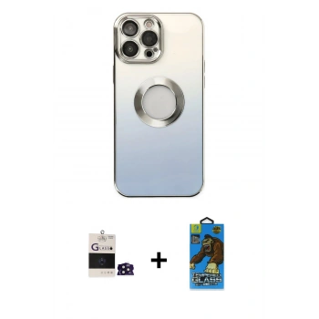 MARSİLYAN™- iPhone 14 Pro Max Kılıf Kutup Yansıma Özel Seri - Siyah 18D Cam Ekran Koruyucu + Bilvis Titan Kamera Lens - DNMR