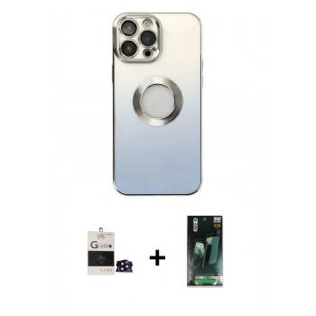 MARSİLYAN™- iPhone 14 Pro Max Kılıf Kutup Yansıma Özel Seri - Siyah 360 Mat Full Body Arka Koruyucu + Bilvis Titan Kamera Lens - SH