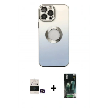 MARSİLYAN™- iPhone 14 Pro Max Kılıf Kutup Yansıma Özel Seri - Siyah 360 Mat Full Body Arka Koruyucu + Bilvis Titan Kamera Lens - GD