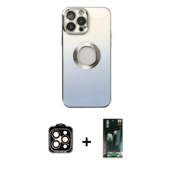 MARSİLYAN™- iPhone 14 Pro Max Kılıf Kutup Yansıma Özel Seri - Siyah 360 Mat Full Body Arka Koruyucu + PVD Metal Kamera Lens - TU