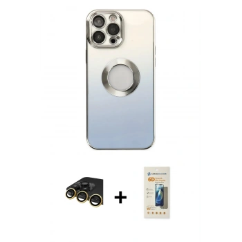 MARSİLYAN™- iPhone 14 Pro Max Kılıf Kutup Yansıma Özel Seri - Siyah 6D Mat Seramik Hayalet Nano Ekran Koruyucu + Raze Metal Kamera Lens - GD