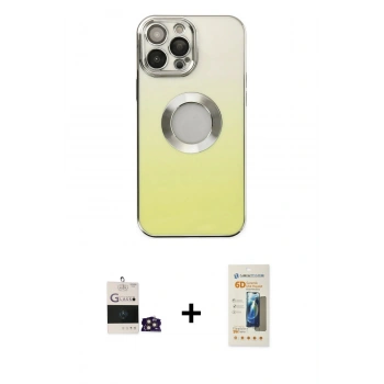 MARSİLYAN™- iPhone 14 Pro Max Kılıf Kutup Yansıma Özel Seri - Siyah 6D Mat Seramik Hayalet Nano Ekran Koruyucu + Bilvis Titan Kamera Lens - GD