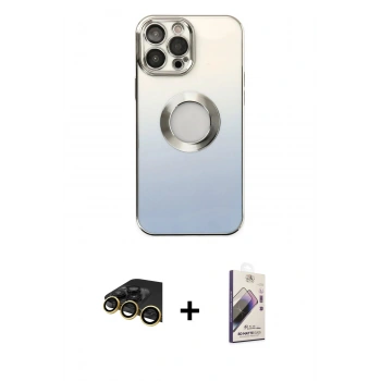 MARSİLYAN™- iPhone 14 Pro Max Kılıf Kutup Yansıma Özel Seri - Siyah Bilvis 3D Mat Cam Ekran Koruyucu + Raze Metal Kamera Lens - GD