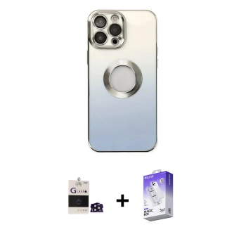 MARSİLYAN™- iPhone 14 Pro Max Kılıf Kutup Yansıma Özel Seri - Siyah Bilvis 5in1 3D Magic Cam Ekran Koruyucu + Bilvis Titan Kamera Lens - DNMR