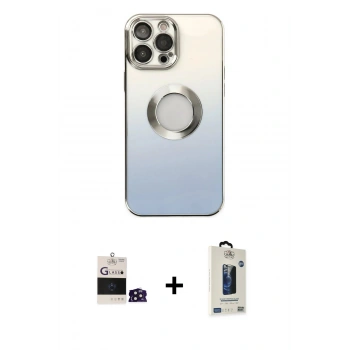 MARSİLYAN™- iPhone 14 Pro Max Kılıf Kutup Yansıma Özel Seri - Siyah Bilvis Hayalet Cam Ekran Koruyucu + Bilvis Titan Kamera Lens - DNMR