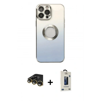 MARSİLYAN™- iPhone 14 Pro Max Kılıf Kutup Yansıma Özel Seri - Siyah Bilvis Hayalet Cam Ekran Koruyucu + Raze Metal Kamera Lens - GD