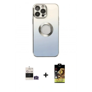 MARSİLYAN™- iPhone 14 Pro Max Kılıf Kutup Yansıma Özel Seri - Siyah Buffer Cam Ekran Koruyucu + Bilvis Titan Kamera Lens - GS