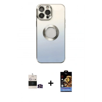 MARSİLYAN™- iPhone 14 Pro Max Kılıf Kutup Yansıma Özel Seri - Siyah Buffer Hayalet Cam Ekran Koruyucu + Bilvis Titan Kamera Lens - GD
