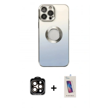 MARSİLYAN™- iPhone 14 Pro Max Kılıf Kutup Yansıma Özel Seri - Siyah Joko 5D Cam + PVD Metal Kamera Lens - TU