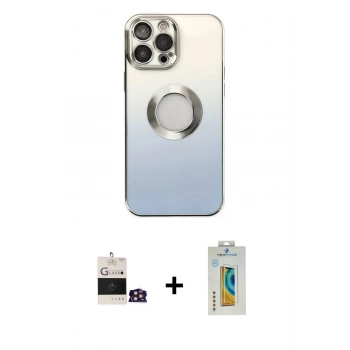 MARSİLYAN™- iPhone 14 Pro Max Kılıf Kutup Yansıma Özel Seri - Siyah Polymer Nano Ekran Koruyucu + Bilvis Titan Kamera Lens - GD