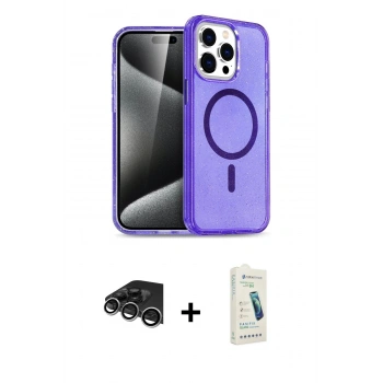 MARSİLYAN™- iPhone 14 Pro Max Kılıf Nova Asil Prime - Şeffaf Pasifik Cam Ekran Koruyucu + Raze Metal Kamera Lens - GS