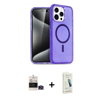 MARSİLYAN™- iPhone 14 Pro Max Kılıf Nova Asil Prime - Şeffaf Pasifik Cam Ekran Koruyucu + Bilvis Titan Kamera Lens - SH