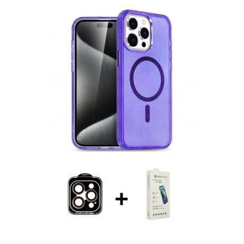 MARSİLYAN™- iPhone 14 Pro Max Kılıf Nova Asil Prime - Şeffaf Pasifik Cam Ekran Koruyucu + PVD Metal Kamera Lens - TU