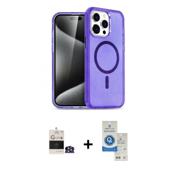 MARSİLYAN™- iPhone 14 Pro Max Kılıf Nova Asil Prime - Şeffaf Royal Nano Ekran Koruyucu + Bilvis Titan Kamera Lens - GS