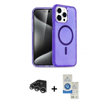MARSİLYAN™- iPhone 14 Pro Max Kılıf Nova Asil Prime - Şeffaf Royal Nano Ekran Koruyucu + Raze Metal Kamera Lens - GS