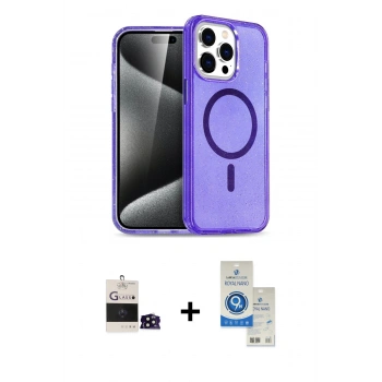 MARSİLYAN™- iPhone 14 Pro Max Kılıf Nova Asil Prime - Şeffaf Royal Nano Ekran Koruyucu + Bilvis Titan Kamera Lens - SH