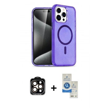 MARSİLYAN™- iPhone 14 Pro Max Kılıf Nova Asil Prime - Şeffaf Royal Nano Ekran Koruyucu + PVD Metal Kamera Lens - TU