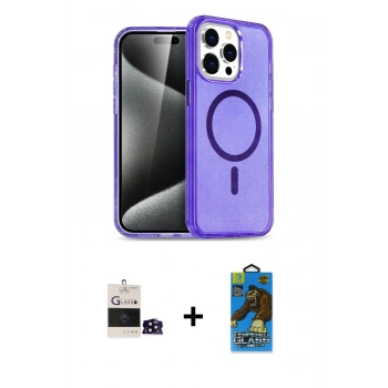 MARSİLYAN™- iPhone 14 Pro Max Kılıf Nova Asil Prime - Siyah 18D Cam Ekran Koruyucu + Bilvis Titan Kamera Lens - SH