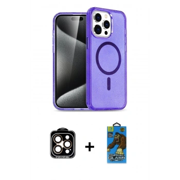 MARSİLYAN™- iPhone 14 Pro Max Kılıf Nova Asil Prime - Siyah 18D Cam Ekran Koruyucu + PVD Metal Kamera Lens - TU