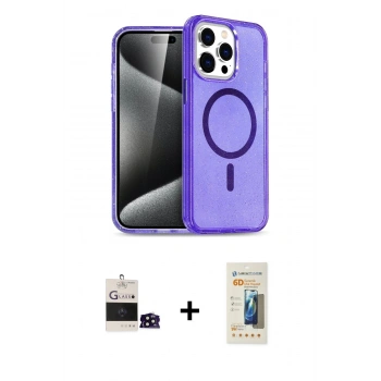MARSİLYAN™- iPhone 14 Pro Max Kılıf Nova Asil Prime - Siyah 6D Mat Seramik Hayalet Nano Ekran Koruyucu + Bilvis Titan Kamera Lens - SH