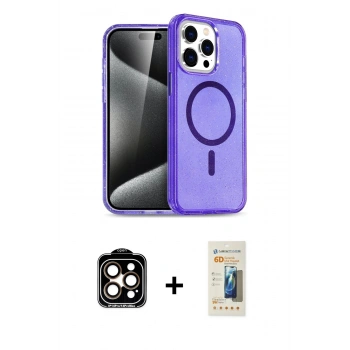 MARSİLYAN™- iPhone 14 Pro Max Kılıf Nova Asil Prime - Siyah 6D Mat Seramik Hayalet Nano Ekran Koruyucu + PVD Metal Kamera Lens - TU