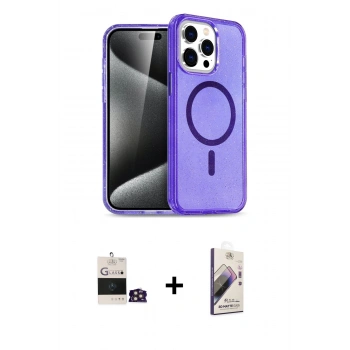 MARSİLYAN™- iPhone 14 Pro Max Kılıf Nova Asil Prime - Siyah Bilvis 3D Mat Cam Ekran Koruyucu + Bilvis Titan Kamera Lens - GD