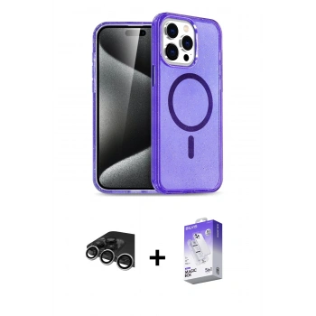 MARSİLYAN™- iPhone 14 Pro Max Kılıf Nova Asil Prime - Siyah Bilvis 5in1 3D Magic Cam Ekran Koruyucu + Raze Metal Kamera Lens - GS