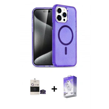 MARSİLYAN™- iPhone 14 Pro Max Kılıf Nova Asil Prime - Siyah Bilvis 5in1 3D Magic Cam Ekran Koruyucu + Bilvis Titan Kamera Lens - SH
