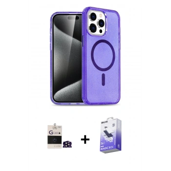 MARSİLYAN™- iPhone 14 Pro Max Kılıf Nova Asil Prime - Siyah Bilvis 5in1 5D Magic Hayalet Cam Ekran Koruyucu + Bilvis Titan Kamera Lens - DNMR