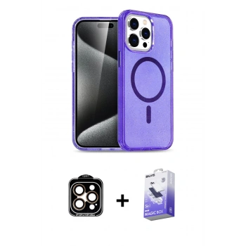 MARSİLYAN™- iPhone 14 Pro Max Kılıf Nova Asil Prime - Siyah Bilvis 5in1 5D Magic Hayalet Cam Ekran Koruyucu + PVD Metal Kamera Lens - TU