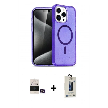 MARSİLYAN™- iPhone 14 Pro Max Kılıf Nova Asil Prime - Siyah Bilvis Hayalet Cam Ekran Koruyucu + Bilvis Titan Kamera Lens - GD