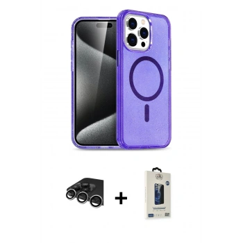 MARSİLYAN™- iPhone 14 Pro Max Kılıf Nova Asil Prime - Siyah Bilvis Hayalet Cam Ekran Koruyucu + Raze Metal Kamera Lens - GS