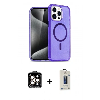 MARSİLYAN™- iPhone 14 Pro Max Kılıf Nova Asil Prime - Siyah Bilvis Hayalet Cam Ekran Koruyucu + PVD Metal Kamera Lens - TU