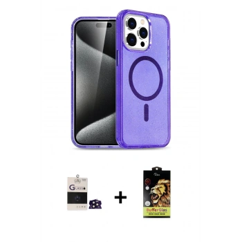 MARSİLYAN™- iPhone 14 Pro Max Kılıf Nova Asil Prime - Siyah Buffer Cam Ekran Koruyucu + Bilvis Titan Kamera Lens - DNMR
