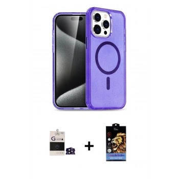 MARSİLYAN™- iPhone 14 Pro Max Kılıf Nova Asil Prime - Siyah Buffer Hayalet Cam Ekran Koruyucu + Bilvis Titan Kamera Lens - DNMR
