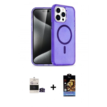 MARSİLYAN™- iPhone 14 Pro Max Kılıf Nova Asil Prime - Siyah Buffer Hayalet Cam Ekran Koruyucu + Bilvis Titan Kamera Lens - SH