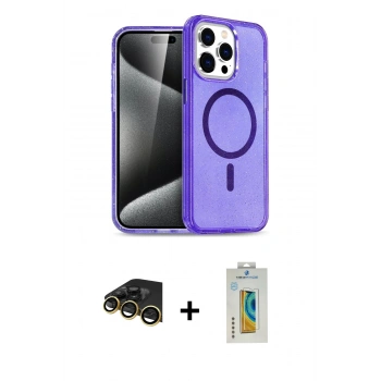 MARSİLYAN™- iPhone 14 Pro Max Kılıf Nova Asil Prime - Siyah Polymer Nano Ekran Koruyucu + Raze Metal Kamera Lens - GD