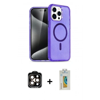 MARSİLYAN™- iPhone 14 Pro Max Kılıf Nova Asil Prime - Siyah Polymer Nano Ekran Koruyucu + PVD Metal Kamera Lens - TU