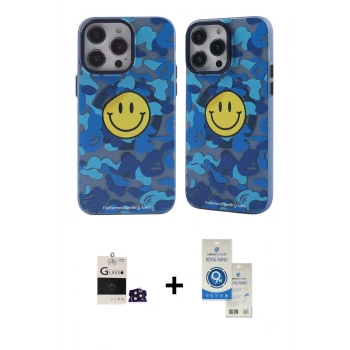 MARSİLYAN™- iPhone 14 Pro Max Kılıf Nova Doku Koleksiyonu - Şeffaf Royal Nano Ekran Koruyucu + Bilvis Titan Kamera Lens - DNMR