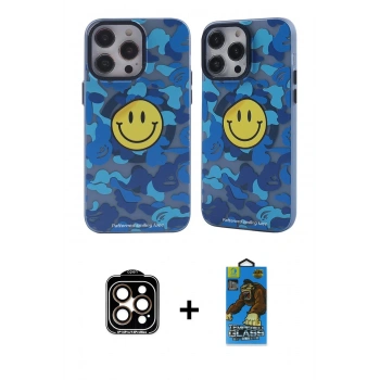 MARSİLYAN™- iPhone 14 Pro Max Kılıf Nova Doku Koleksiyonu - Siyah 18D Cam Ekran Koruyucu + PVD Metal Kamera Lens - TU