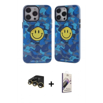 MARSİLYAN™- iPhone 14 Pro Max Kılıf Nova Doku Koleksiyonu - Siyah Bilvis 3D Mat Cam Ekran Koruyucu + Raze Metal Kamera Lens - GD