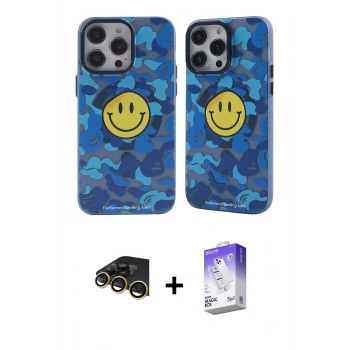 MARSİLYAN™- iPhone 14 Pro Max Kılıf Nova Doku Koleksiyonu - Siyah Bilvis 5in1 3D Magic Cam Ekran Koruyucu + Raze Metal Kamera Lens - GD