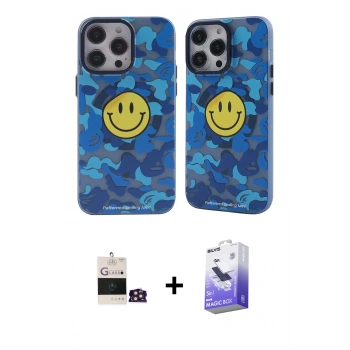 MARSİLYAN™- iPhone 14 Pro Max Kılıf Nova Doku Koleksiyonu - Siyah Bilvis 5in1 5D Magic Hayalet Cam Ekran Koruyucu + Bilvis Titan Kamera Lens - GD